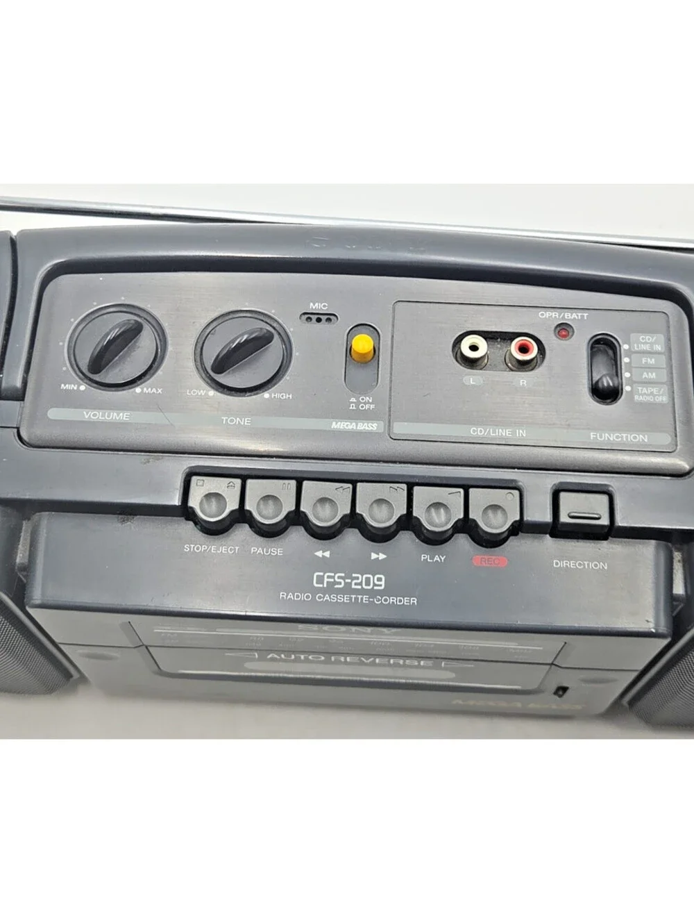 Vintage Sony CFS-209 AM/FM Stereo Cassette Boombox Auto Reverse Mega Bass Tested